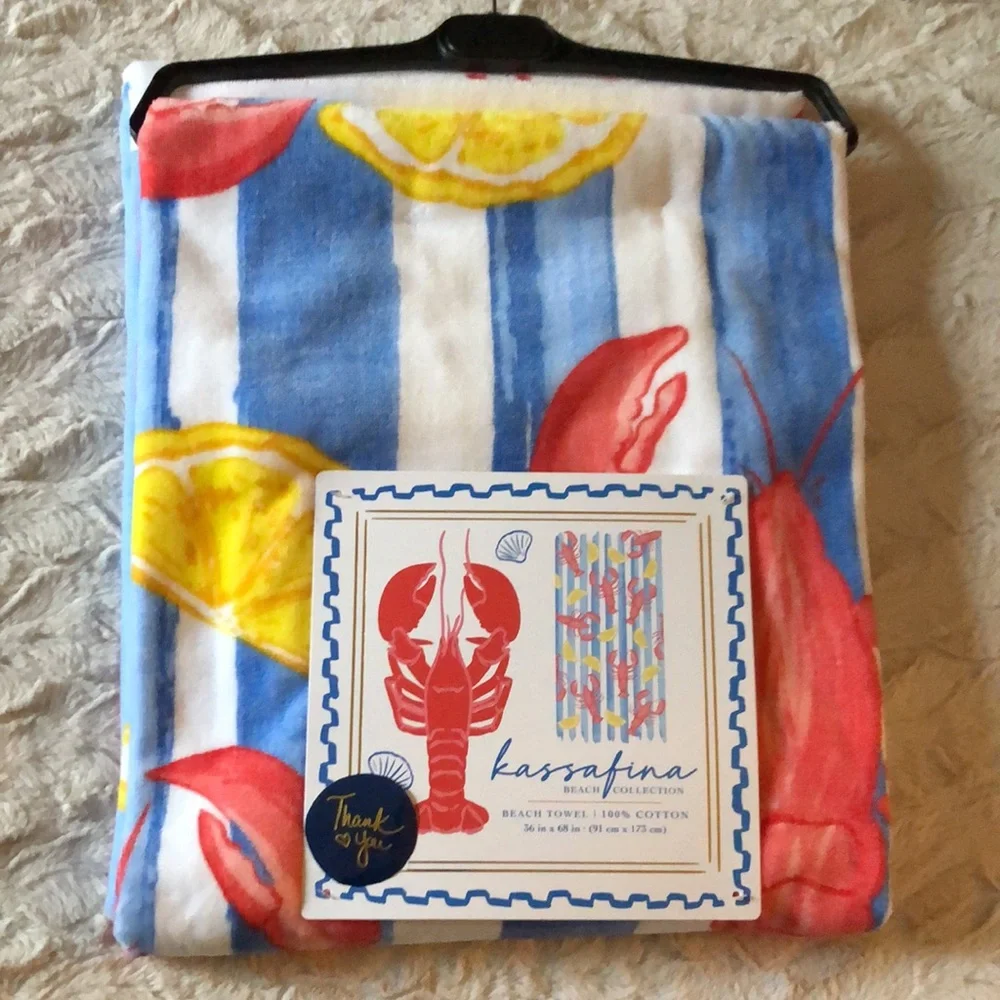 Kassafina Beach Towel - Lobster & Lemon Stripe